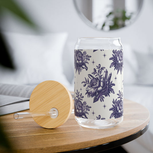 Toile and Crystals Glass 16oz Tumbler