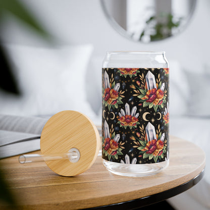 Floral Crystal Pattern Glass 16oz Tumbler Glass