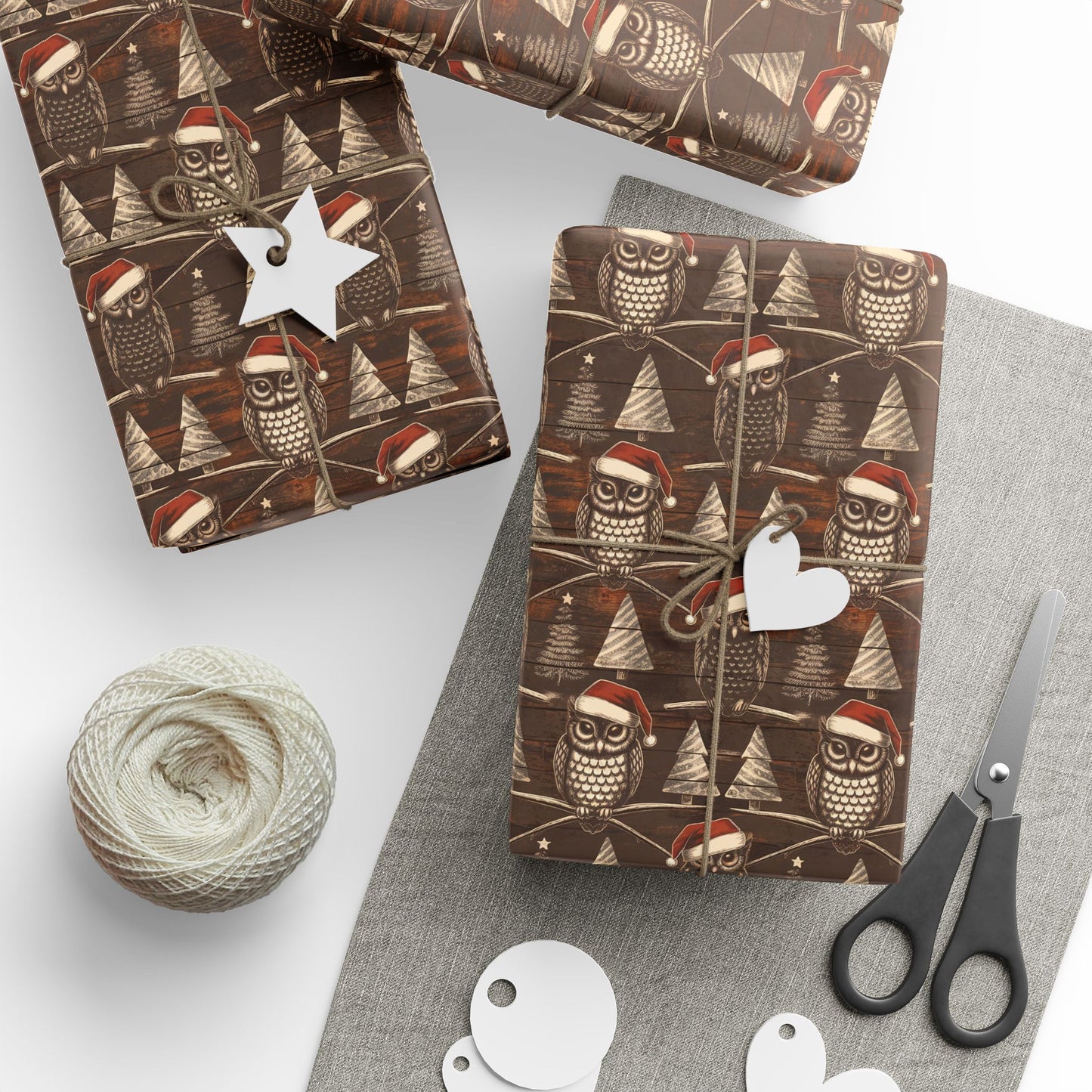 Woodland Holiday Owl Wrapping Paper