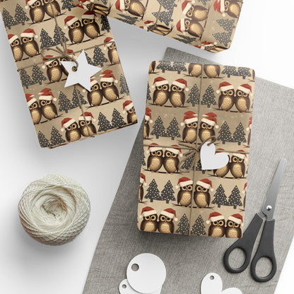 Whimsical Christmas Owl Wrapping Paper