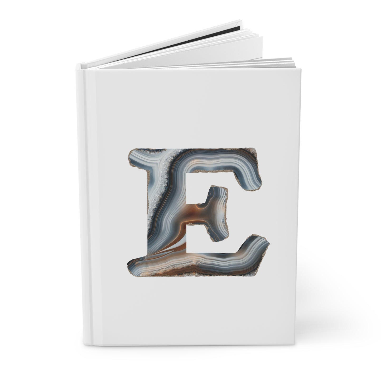 Banded Agate Inspired Initial 'E' Hardcover Notebook