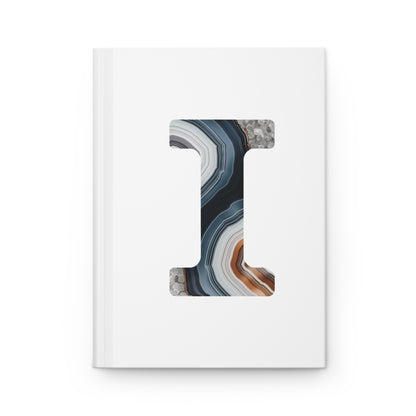 Banded Agate Inspired Initial 'I' Hardcover Notebook