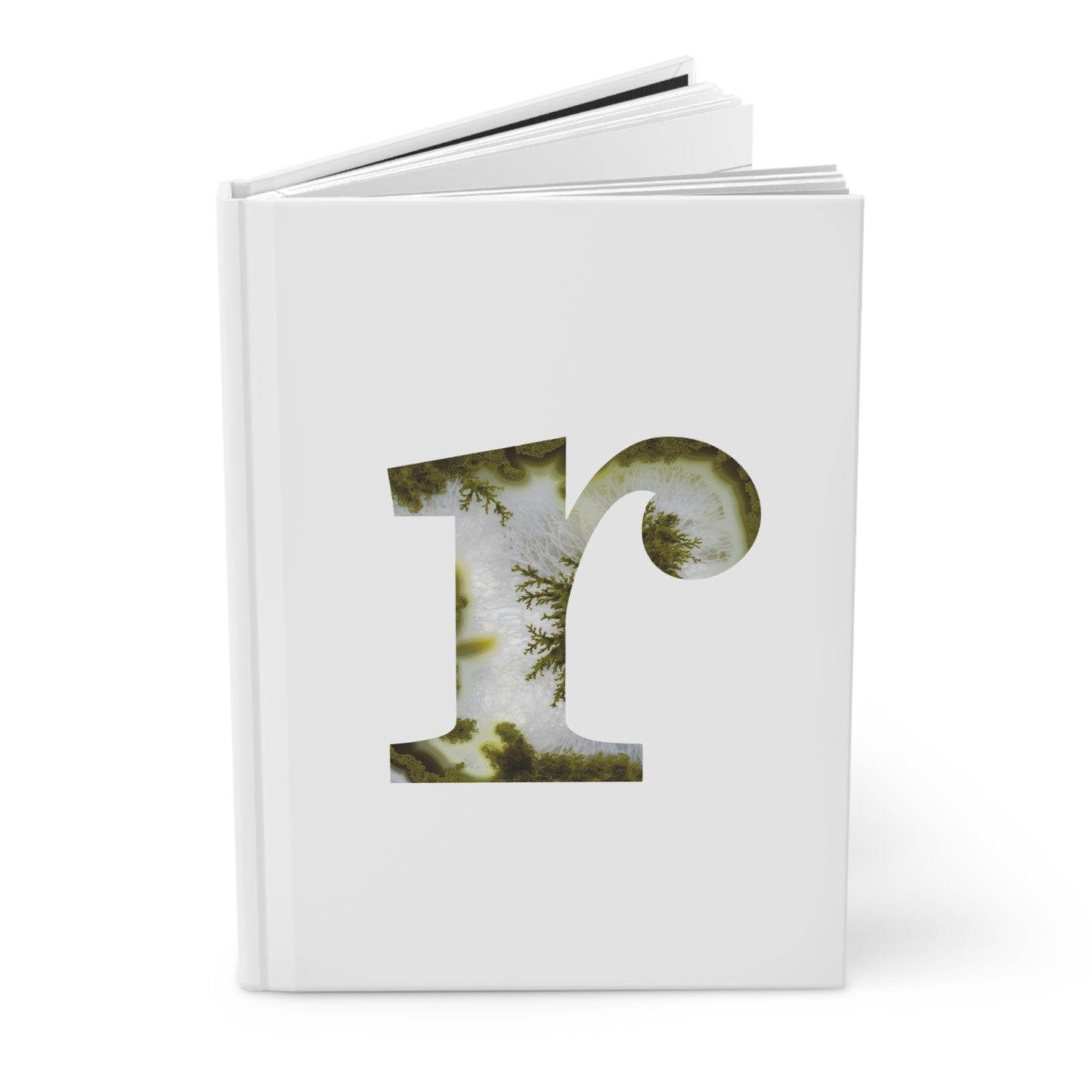 Moss Agate Inspired Initial 'r' Hardcover Notebook