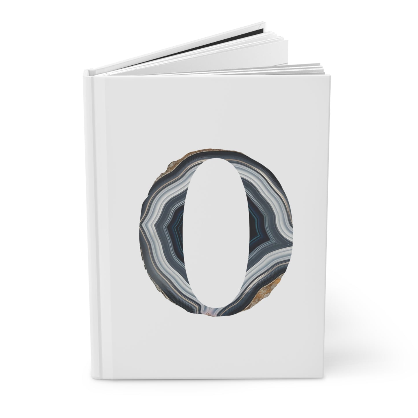 Banded Agate Inspired Initial 'O' Hardcover Notebook