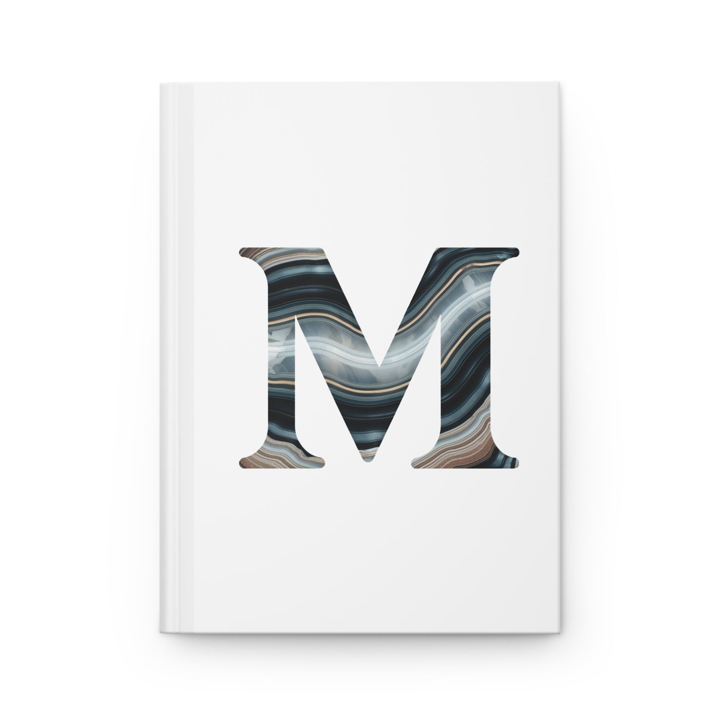 Banded Agate Inspired Initial 'M' Hardcover Notebook