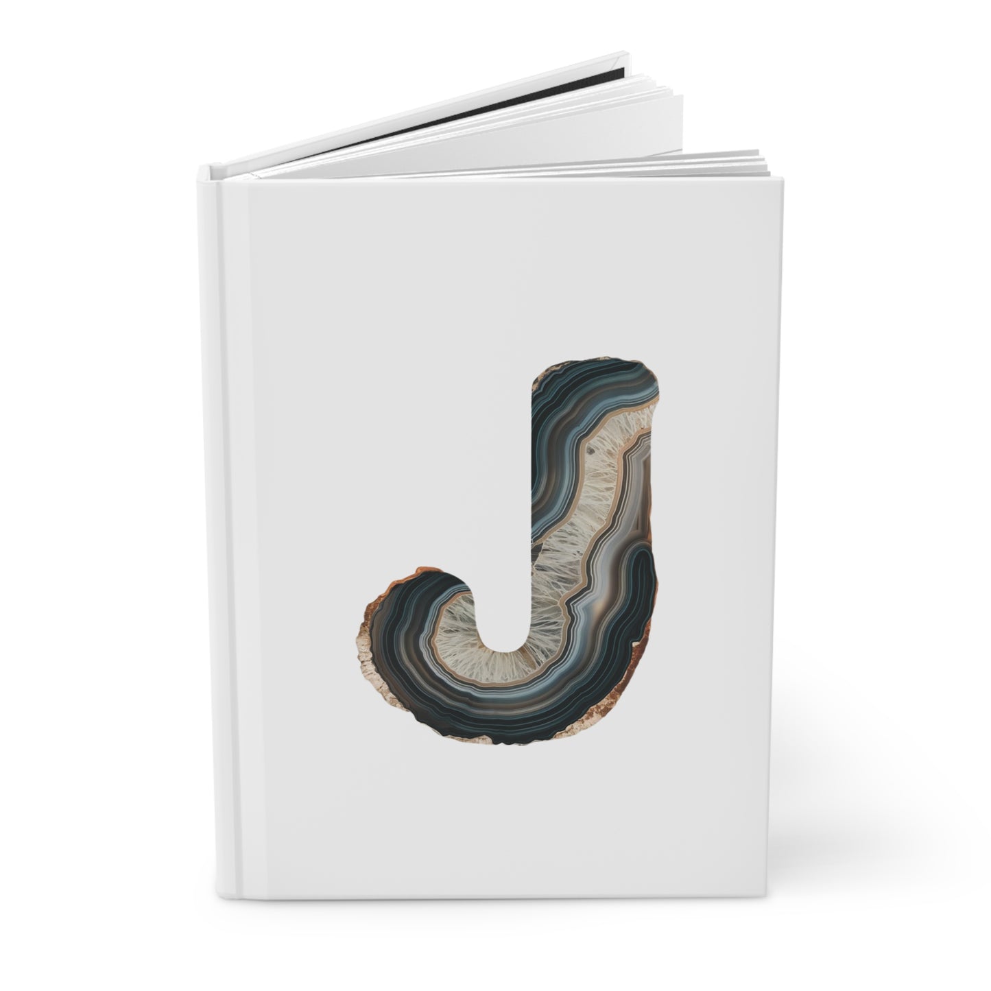 Banded Agate Inspired Initial 'J' Hardcover Notebook