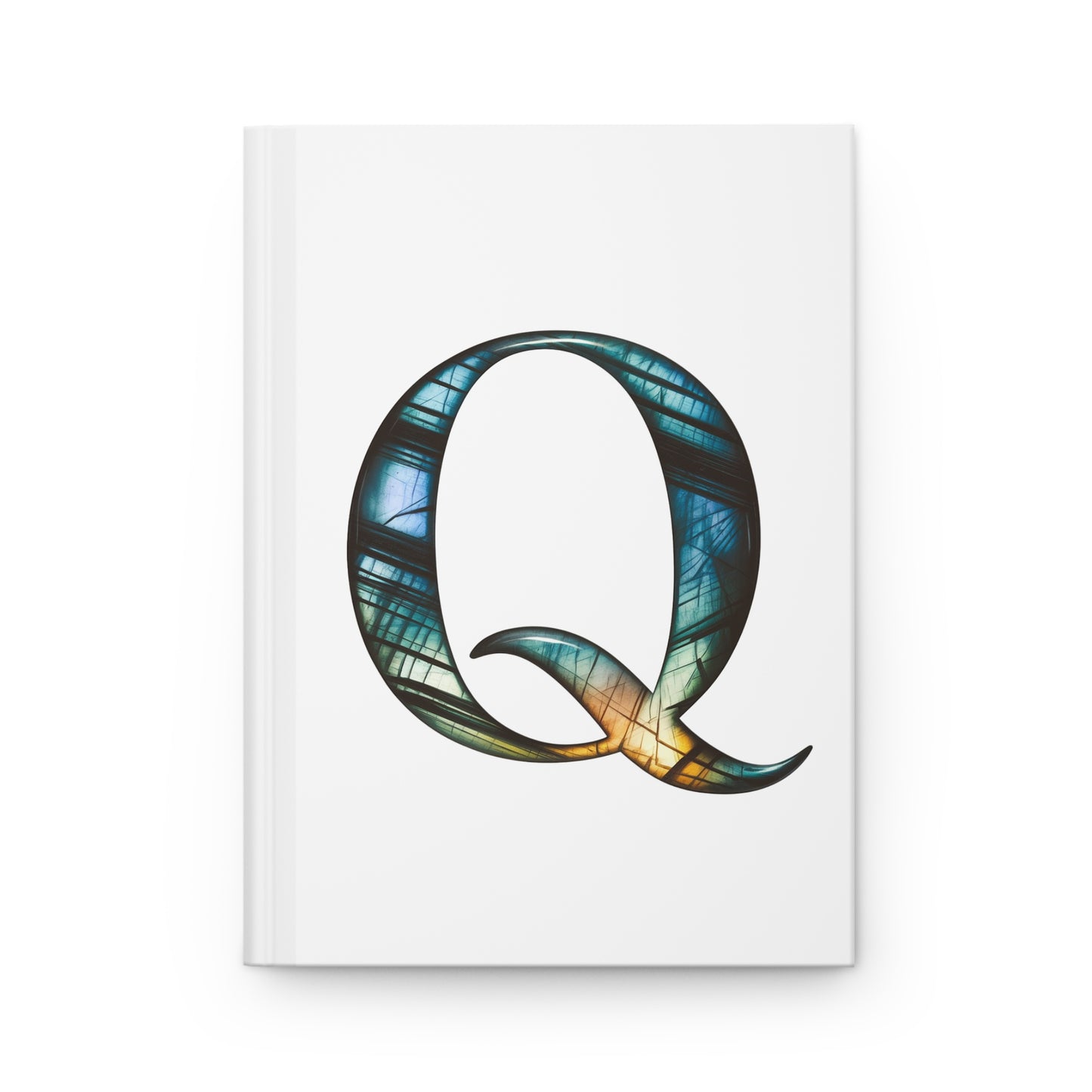 Labradorite Inspired Initial 'Q' Hardcover Notebook