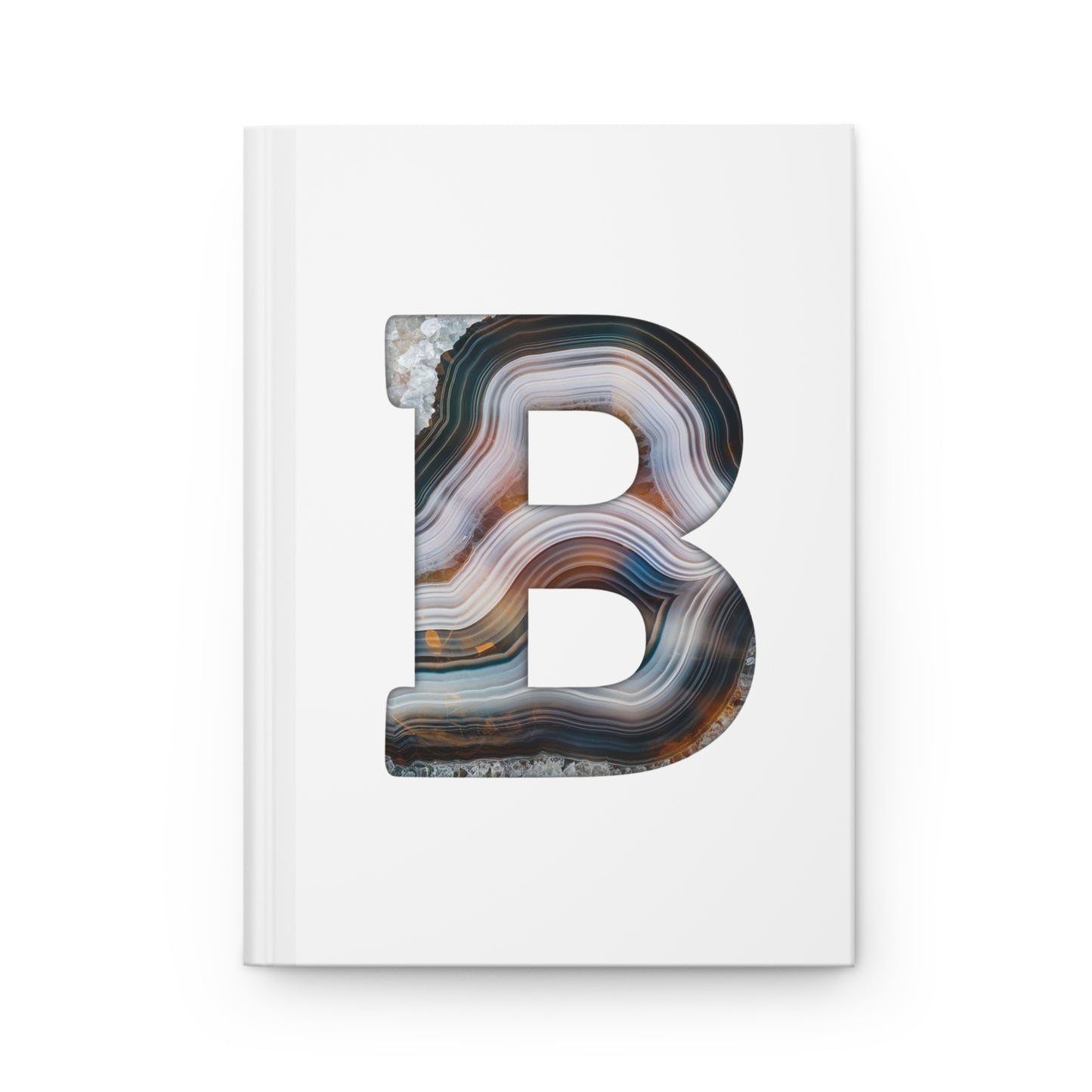 Banded Agate Inspired Initial 'B' Hardcover Notebook