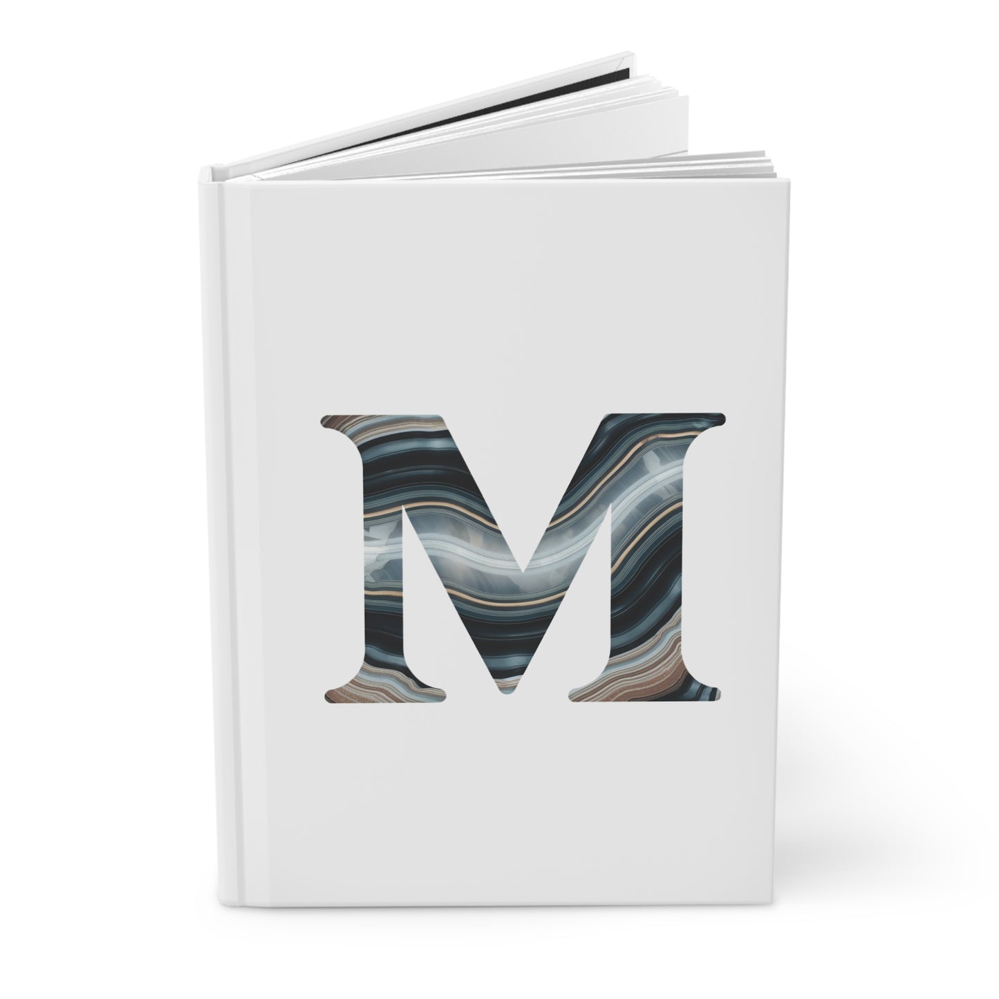 Banded Agate Inspired Initial 'M' Hardcover Notebook