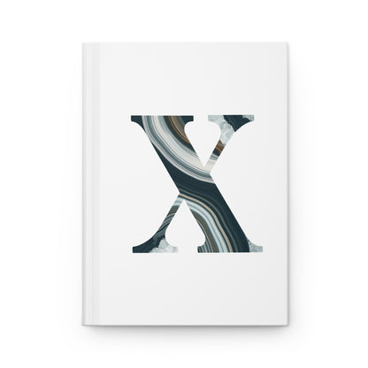 Banded Agate Inspired Initial 'X' Hardcover Notebook