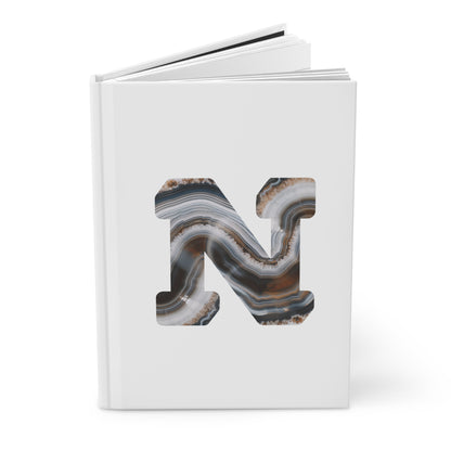 Banded Agate Inspired Initial 'N' Hardcover Notebook