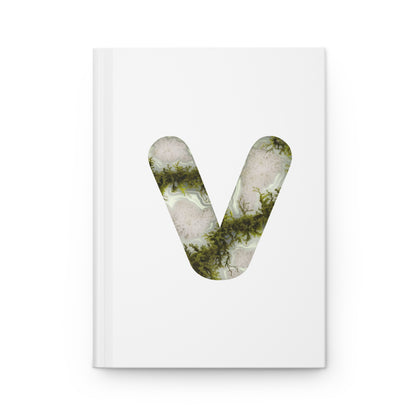 Moss Agate Inspired Initial 'v' Hardcover Notebook