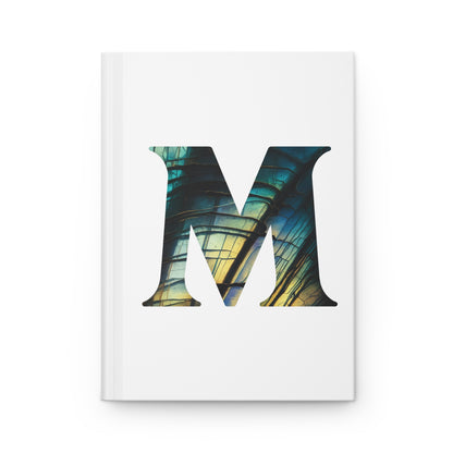 Labradorite Inspired Initial 'M' Hardcover Notebook