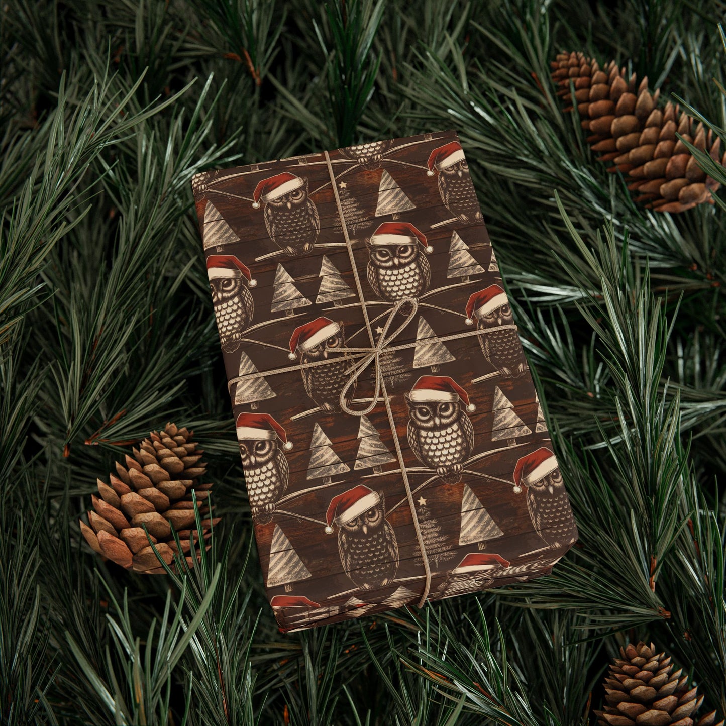 Woodland Holiday Owl Wrapping Paper