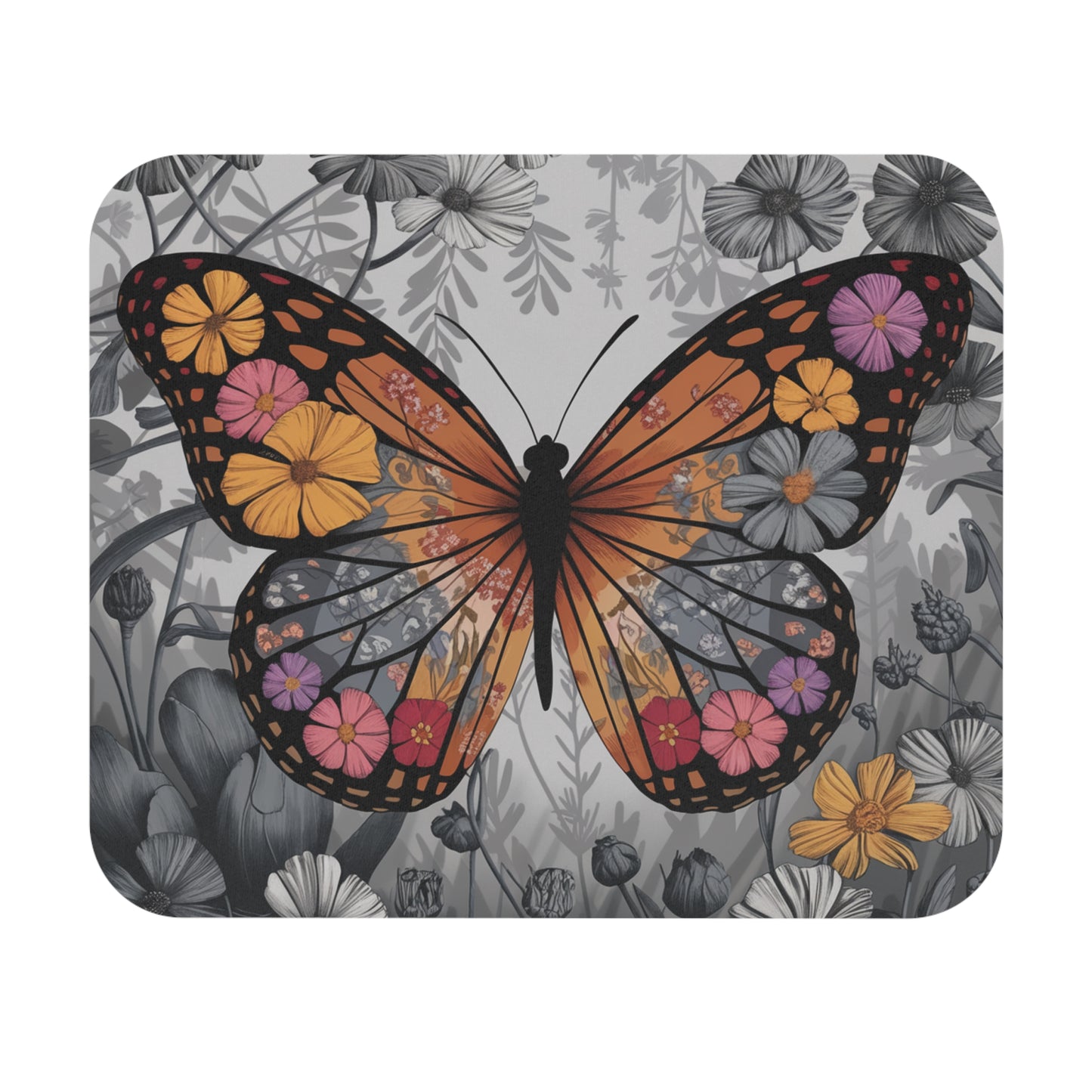 Floral Butterfly Mouse Pad