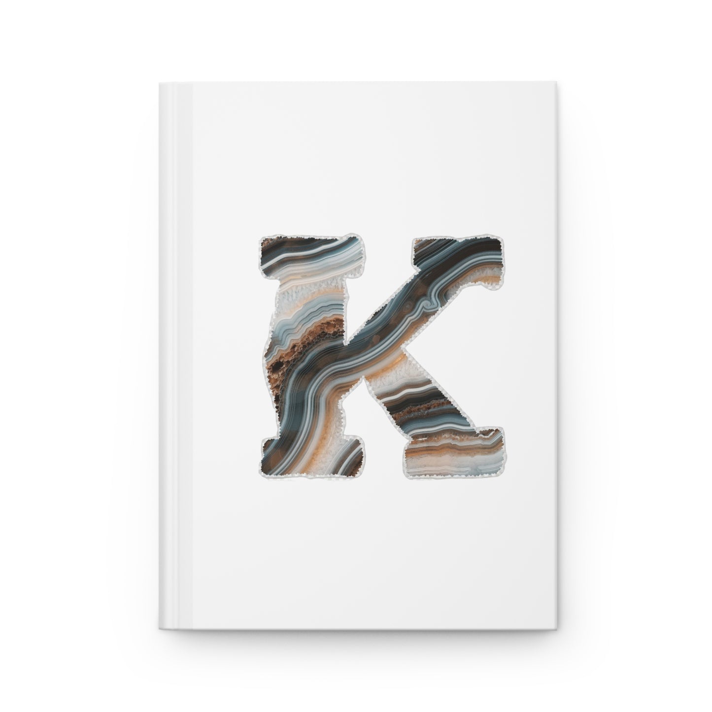 Banded Agate Inspired Initial 'K' Hardcover Notebook