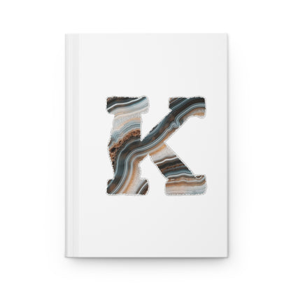 Banded Agate Inspired Initial 'K' Hardcover Notebook