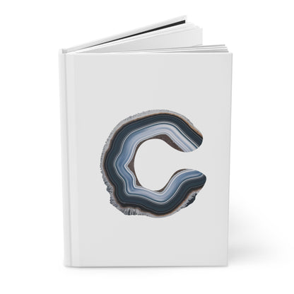 Banded Agate Inspired Initial 'C' Hardcover Notebook