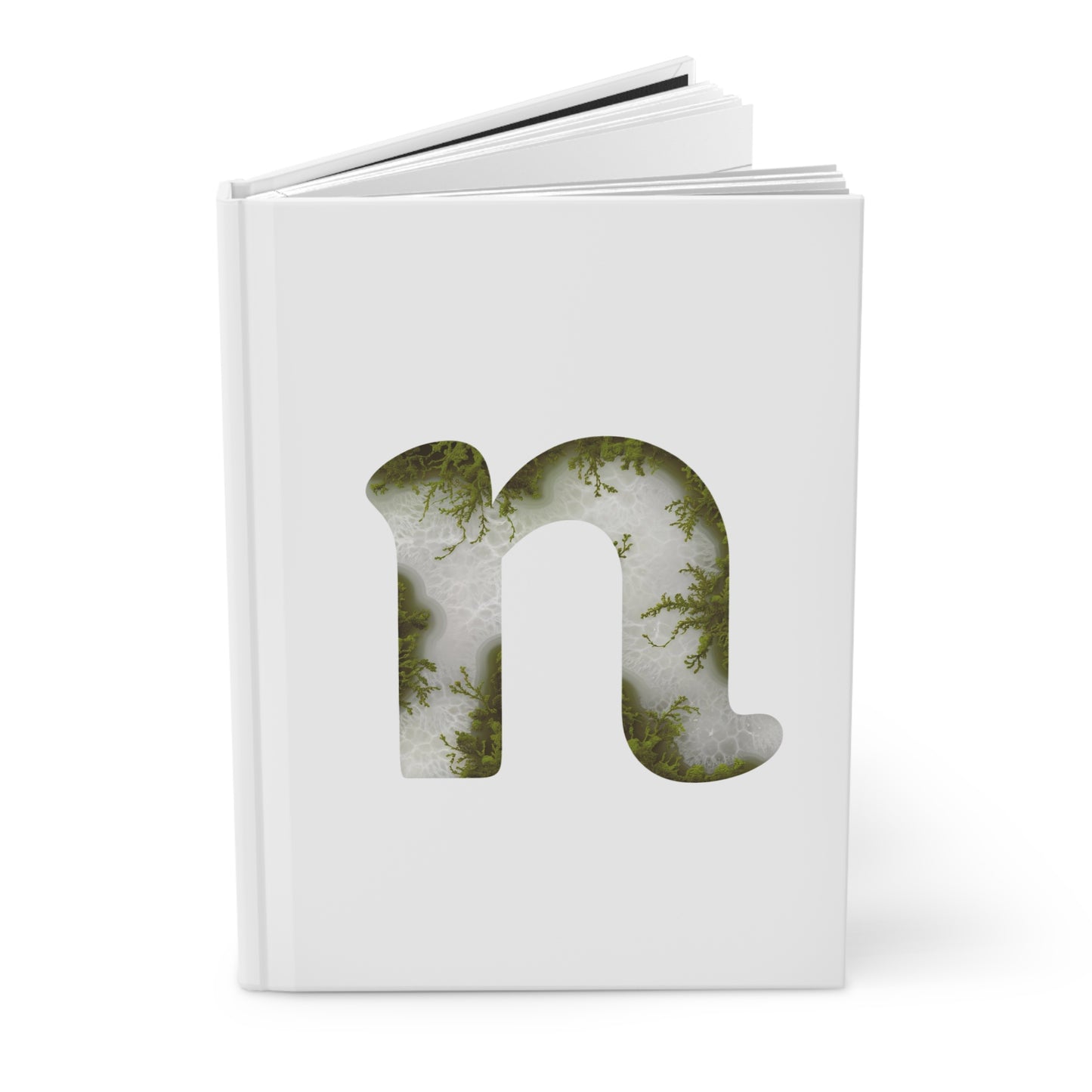 Moss Agate Inspired Initial 'n' Hardcover Notebook