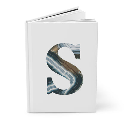 Banded Agate Inspired Initial 'S' Hardcover Notebook