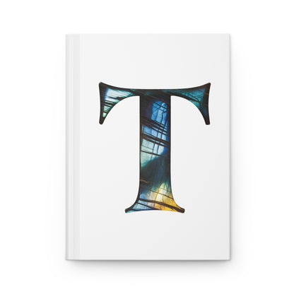 Labradorite Inspired Initial 'T' Hardcover Notebook