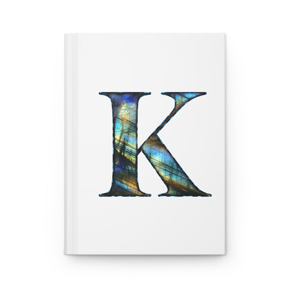 Labradorite Inspired Initial 'K' Hardcover Notebook