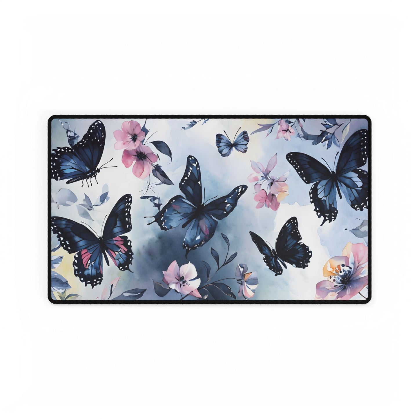 Moody Water Color Butterflies Desk Mat