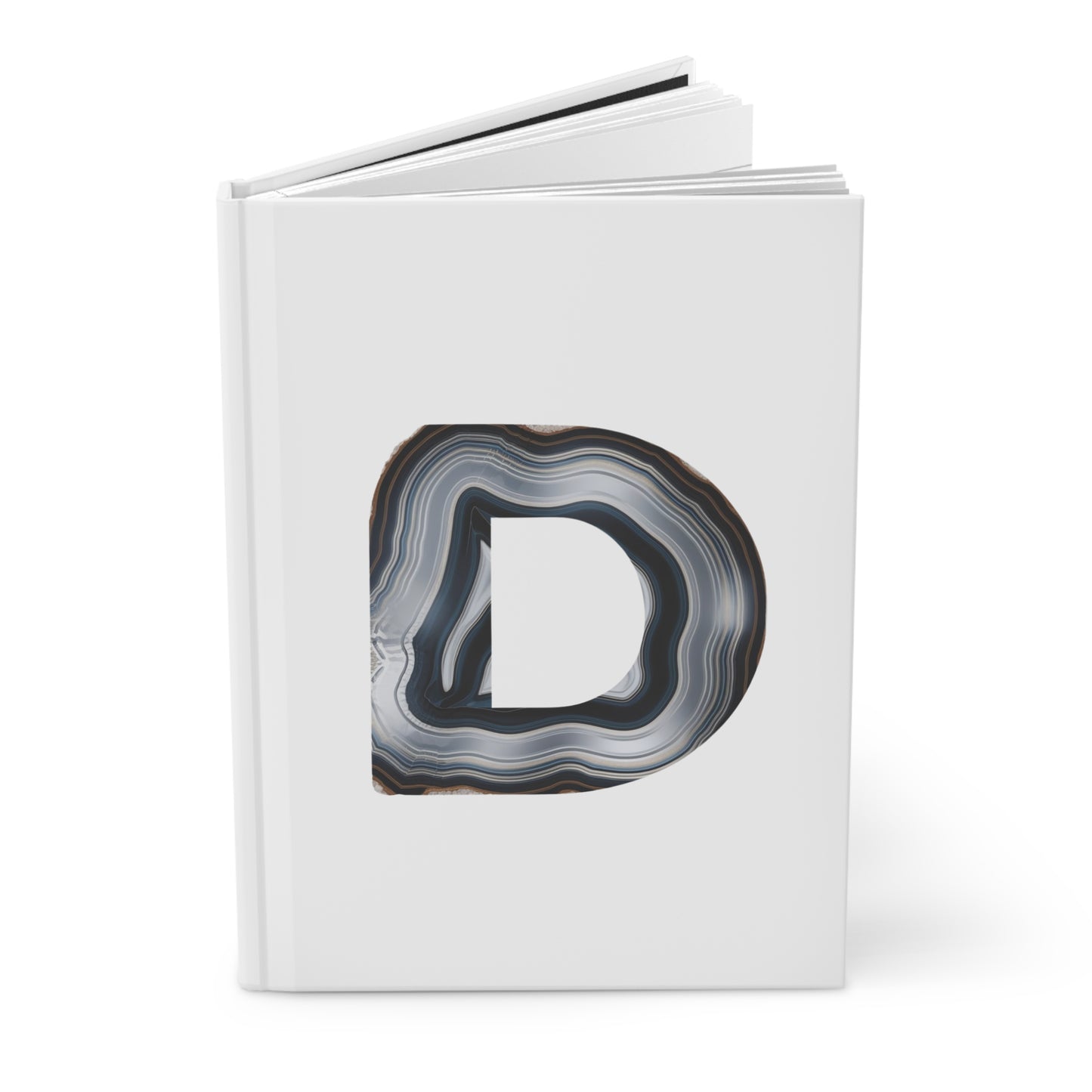 Banded Agate Inspired Initial 'D' Hardcover Notebook