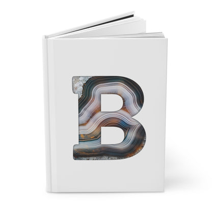 Banded Agate Inspired Initial 'B' Hardcover Notebook