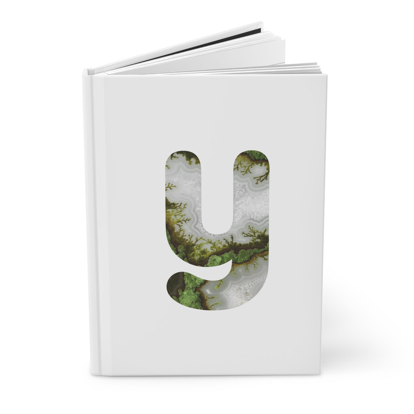 Moss Agate Inspired Initial 'y' Hardcover Notebook