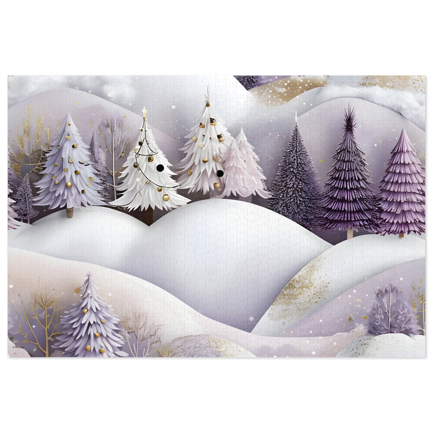 Pastel Snow Forest Jigsaw Puzzle 500 or 1000 pieces