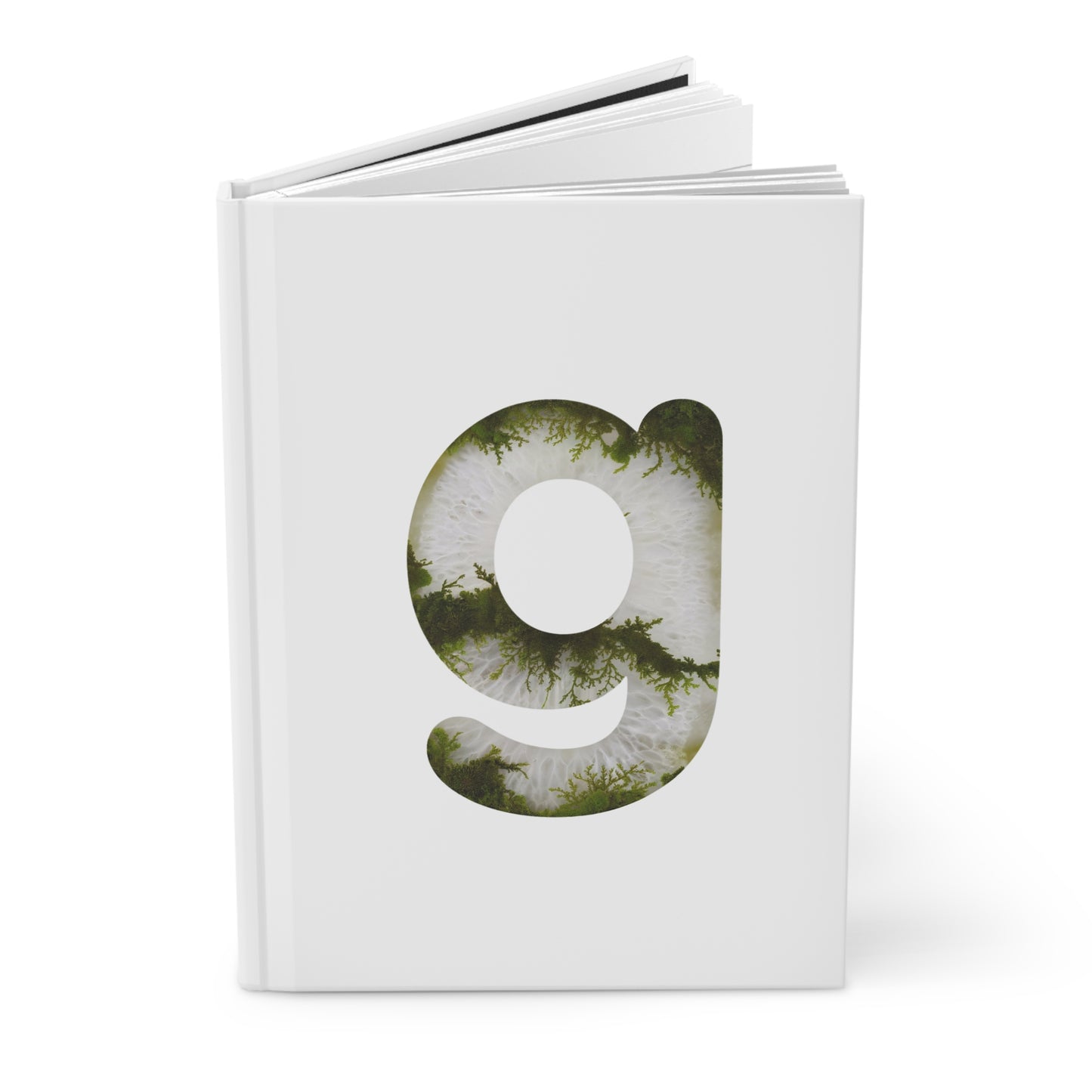 Moss Agate Inspired Initial 'g' Hardcover Notebook