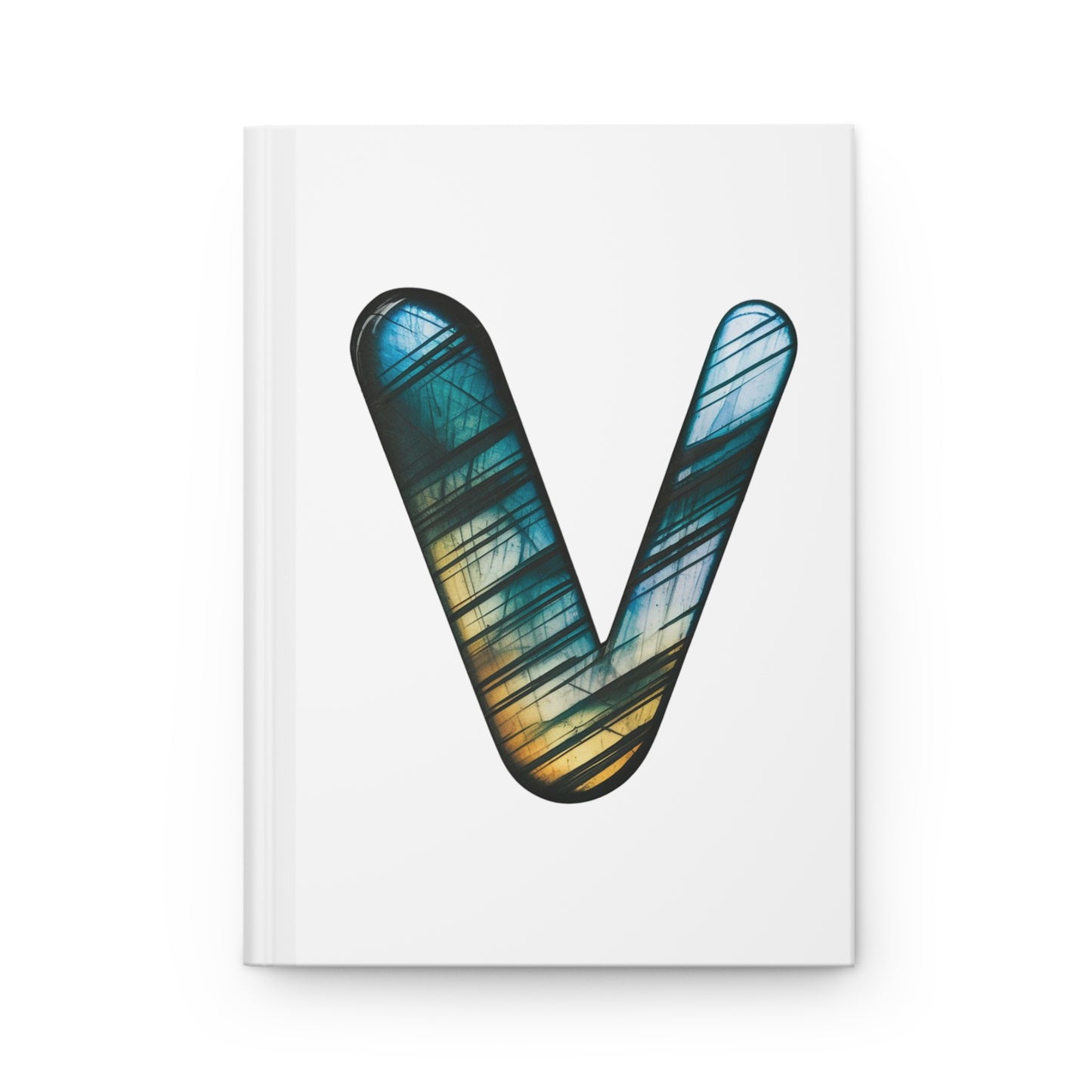 Labradorite Inspired Initial 'V' Hardcover Notebook