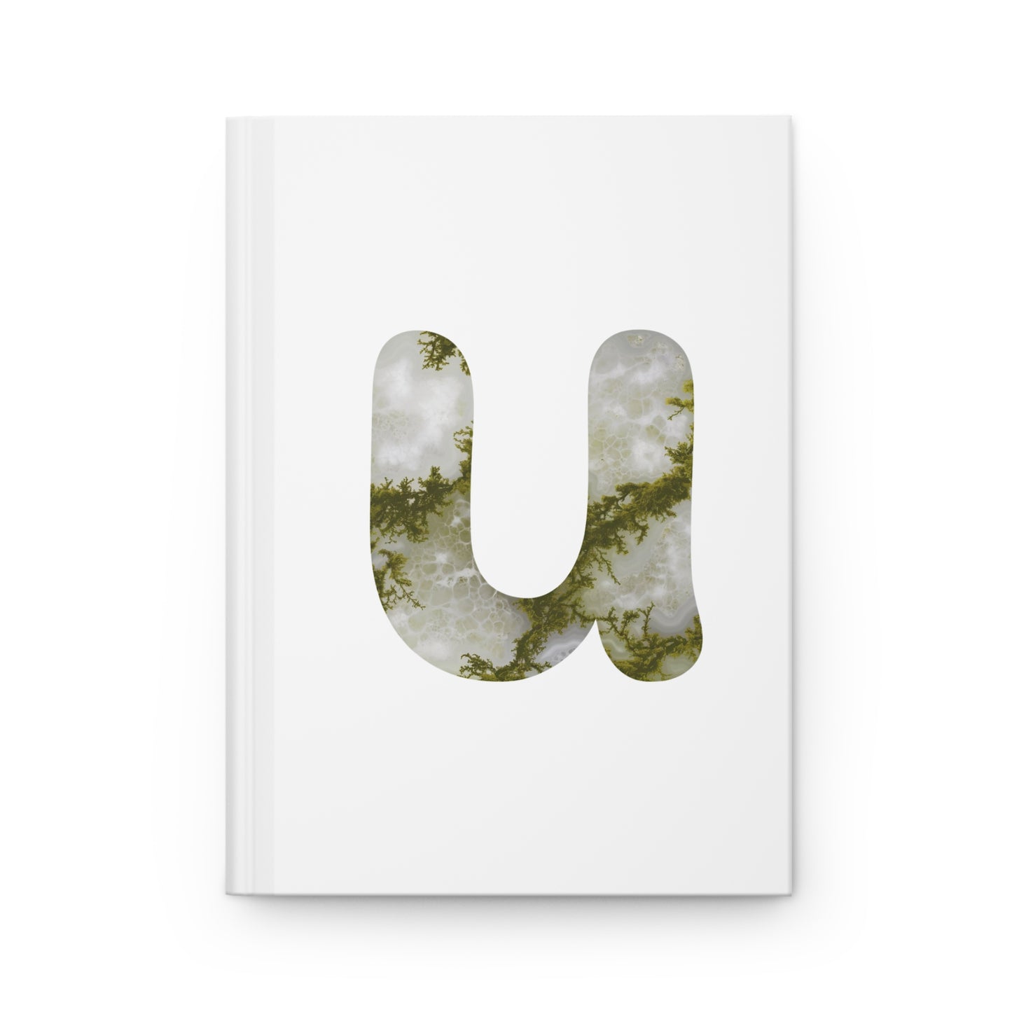 Moss Agate Inspired Initial 'u' Hardcover Notebook