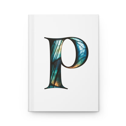 Labradorite Inspired Initial 'P' Hardcover Notebook