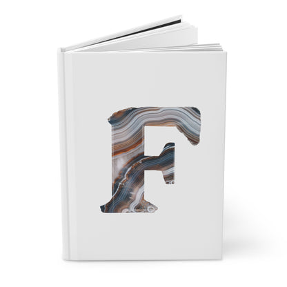 Banded Agate Inspired Initial 'F' Hardcover Notebook