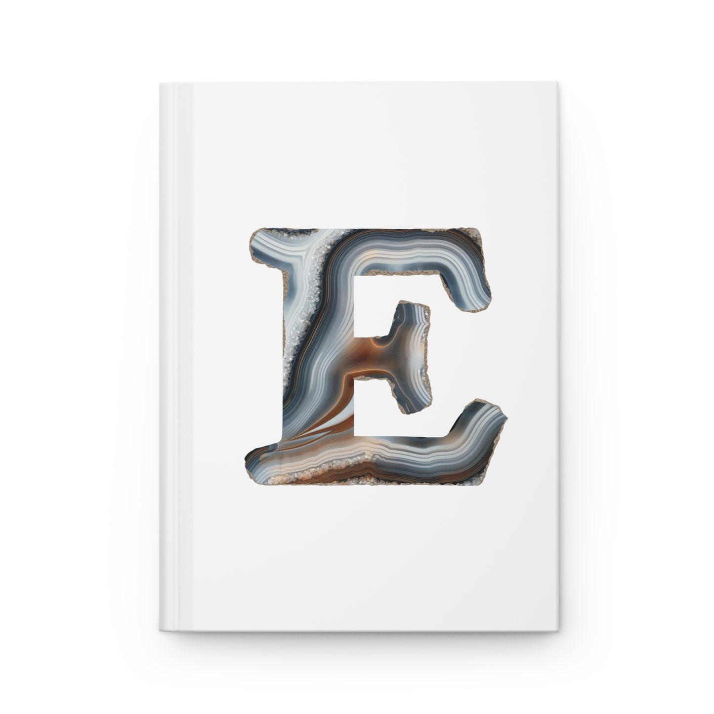 Banded Agate Inspired Initial 'E' Hardcover Notebook