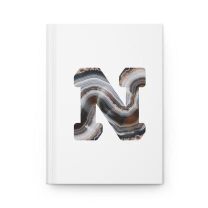 Banded Agate Inspired Initial 'N' Hardcover Notebook