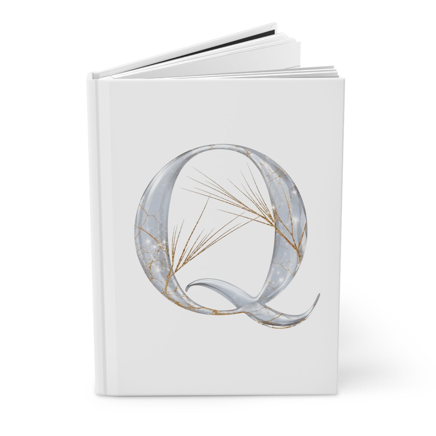 Golden Rutile Inspired Letter "Q" Initial Hardcover Notebook