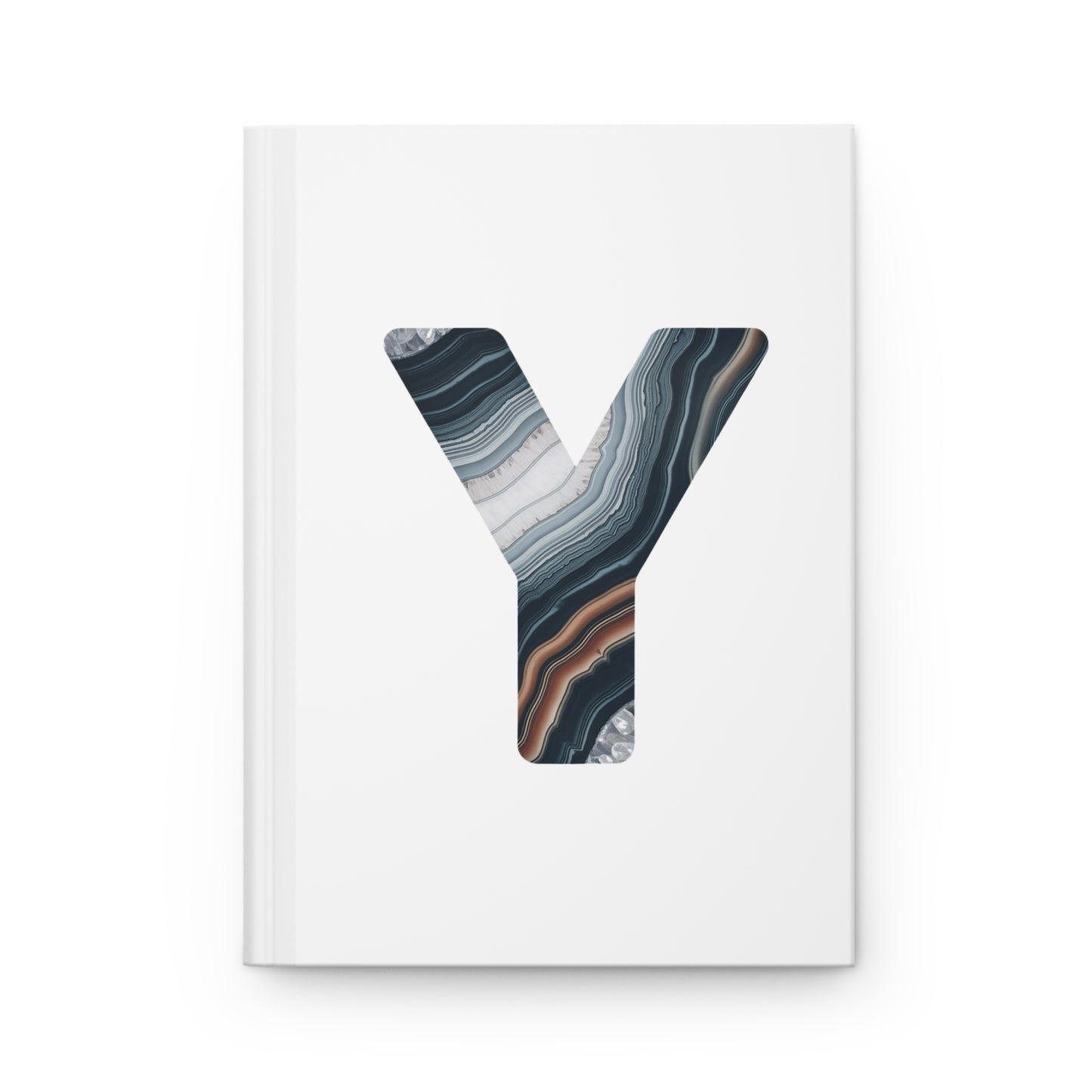 Banded Agate Inspired Initial 'Y' Hardcover Notebook