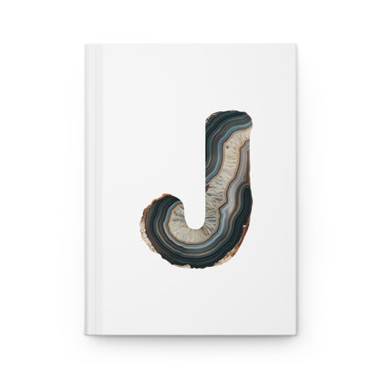 Banded Agate Inspired Initial 'J' Hardcover Notebook