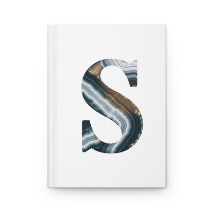 Banded Agate Inspired Initial 'S' Hardcover Notebook