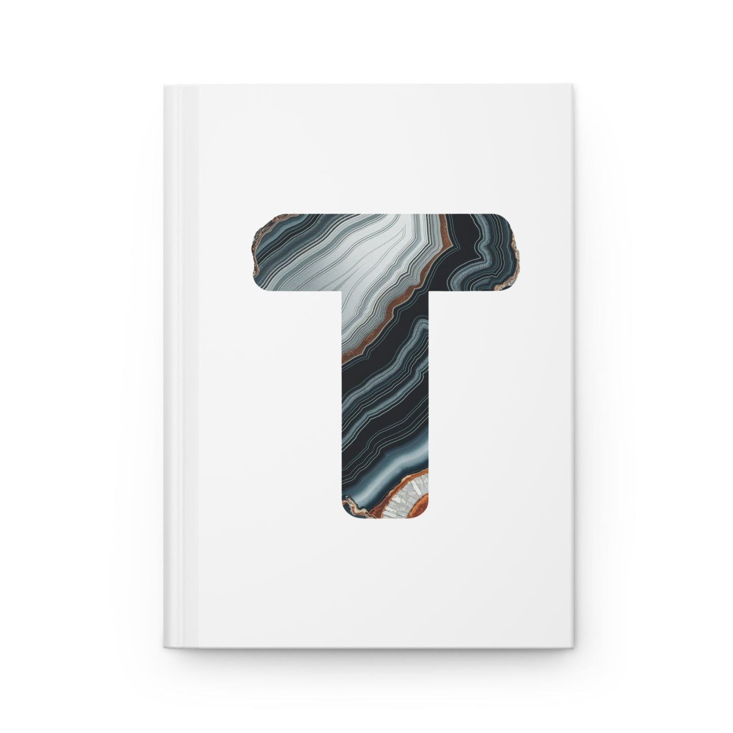 Banded Agate Inspired Initial 'T' Hardcover Notebook