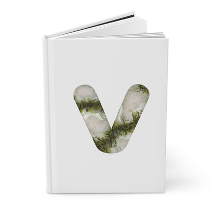 Moss Agate Inspired Initial 'v' Hardcover Notebook