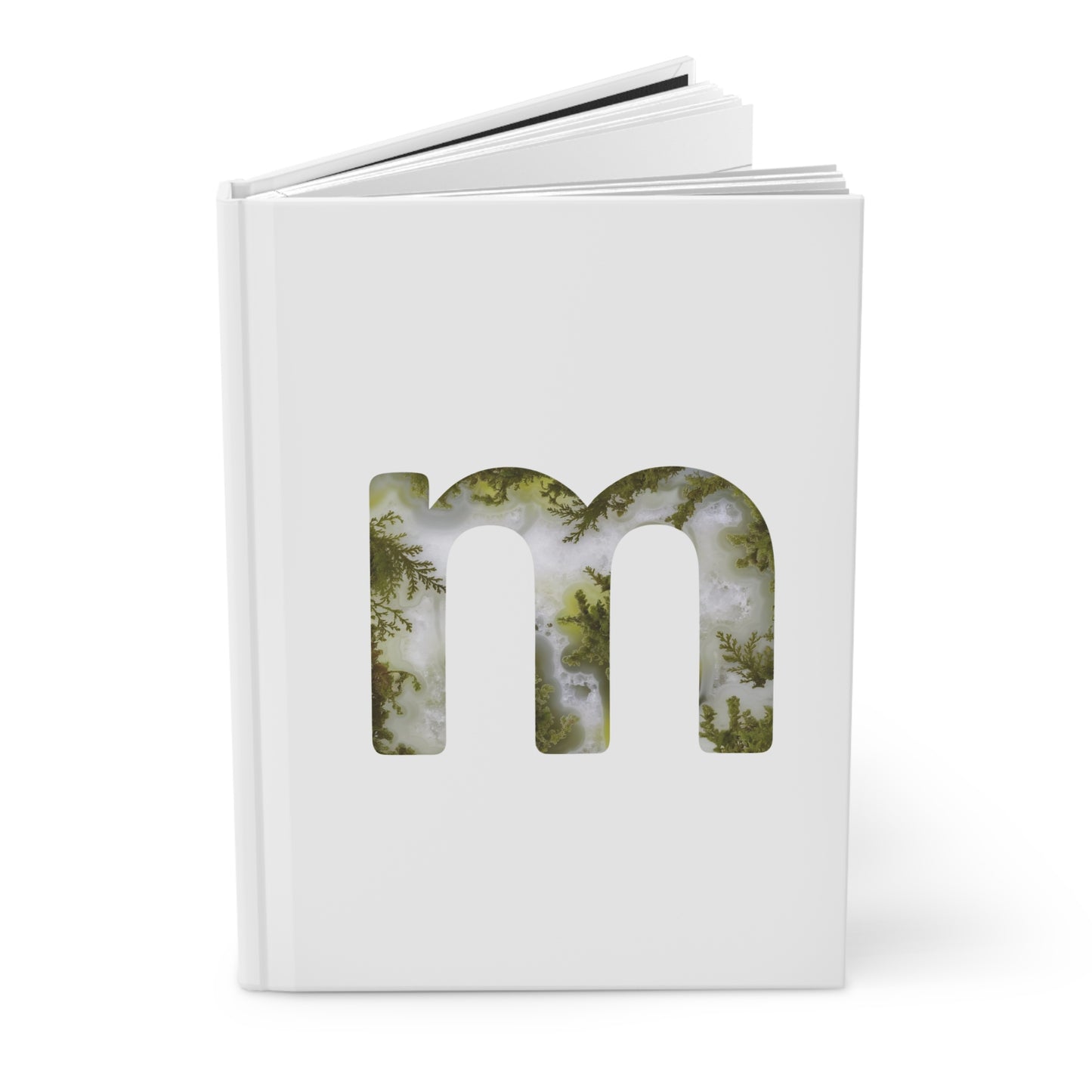 Moss Agate Inspired Initial 'm' Hardcover Notebook