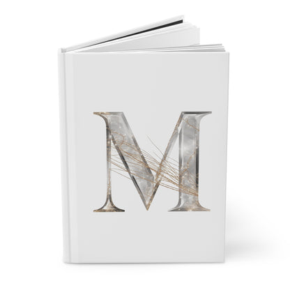 Golden Rutile Inspired Letter "M" Initial Hardcover Notebook
