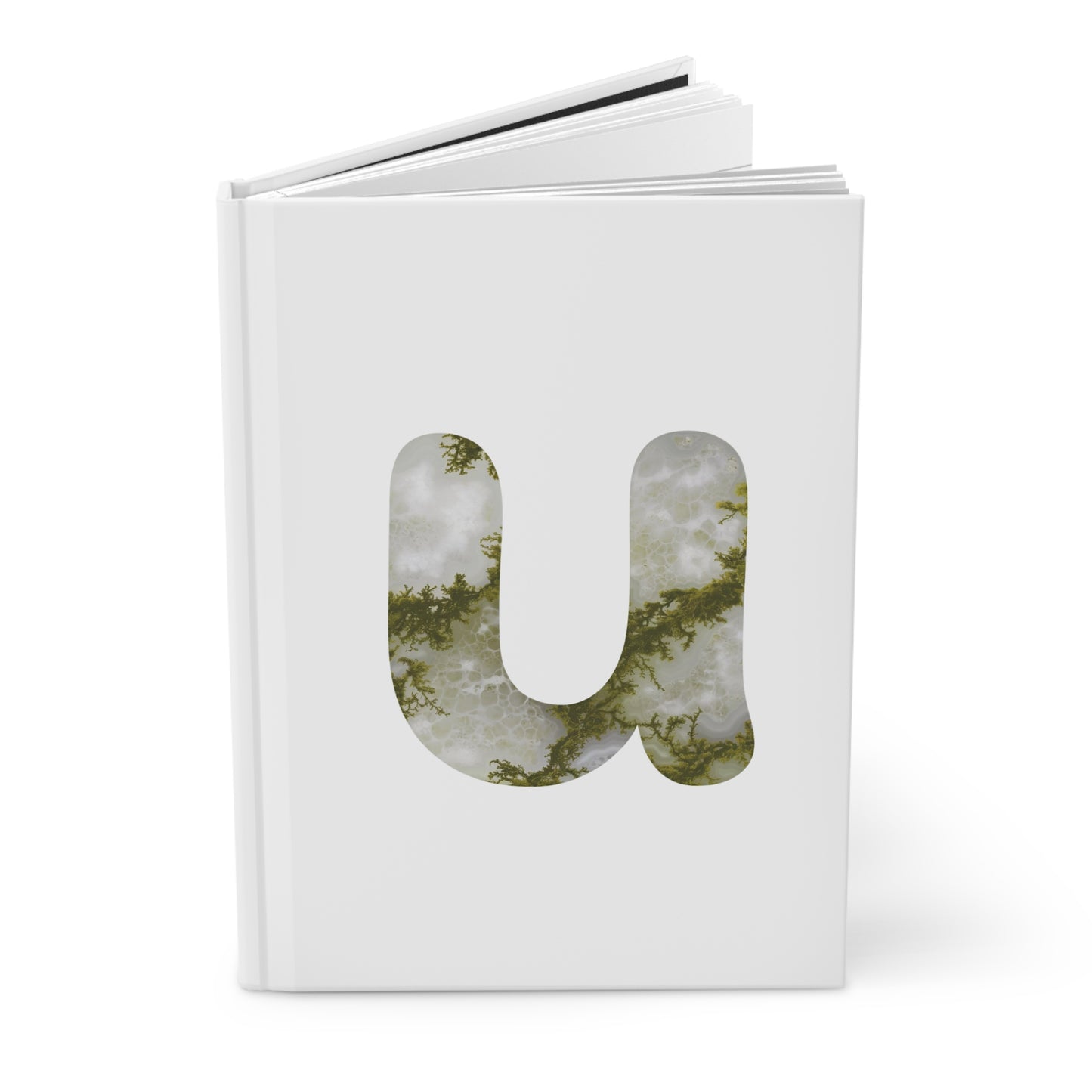 Moss Agate Inspired Initial 'u' Hardcover Notebook