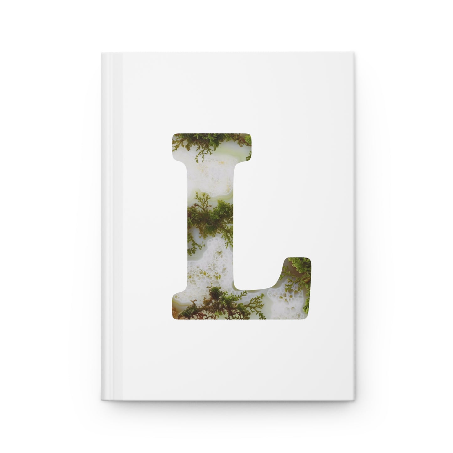 Moss Agate Inspired Initial 'L' Hardcover Notebook