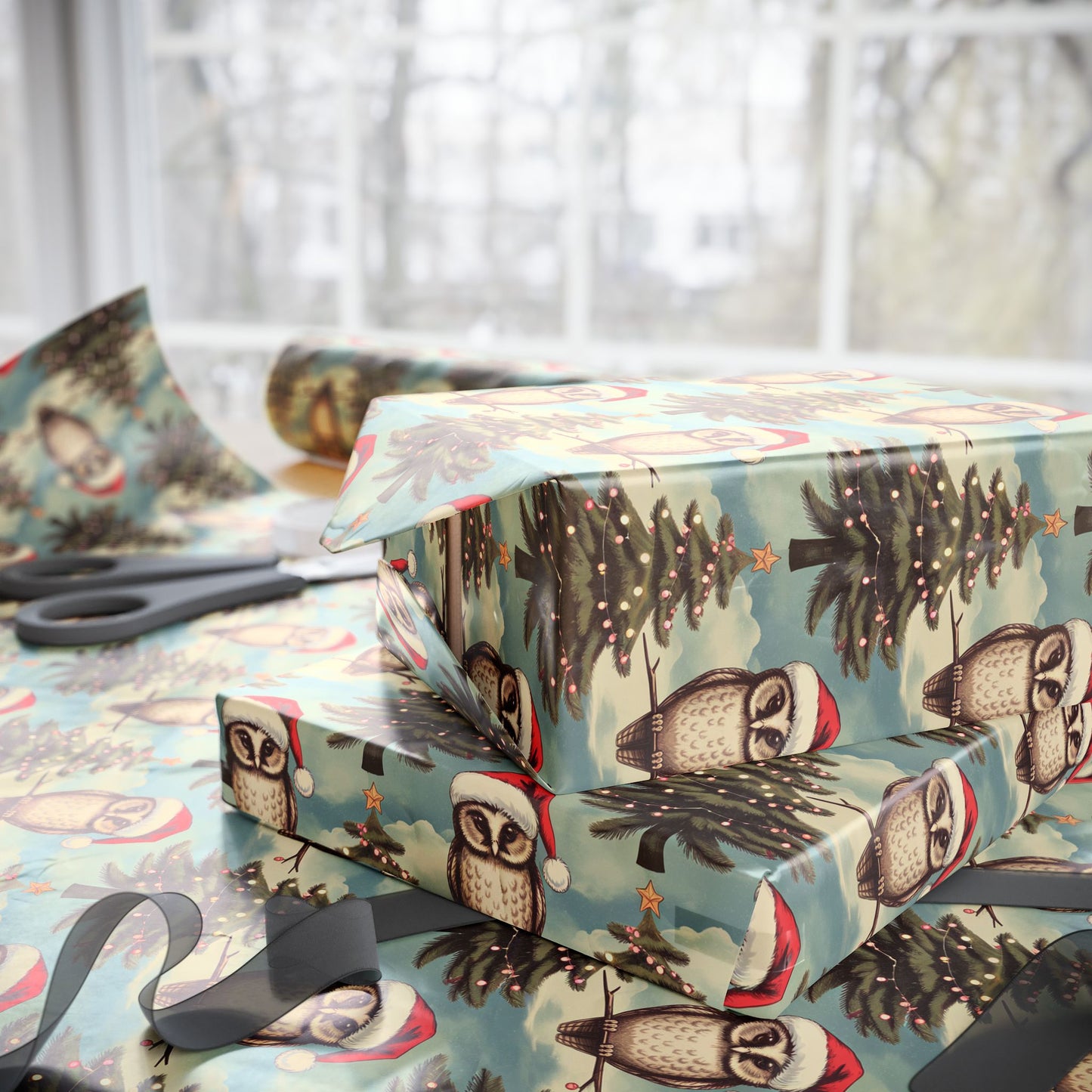 Holiday Owl Wrapping Paper