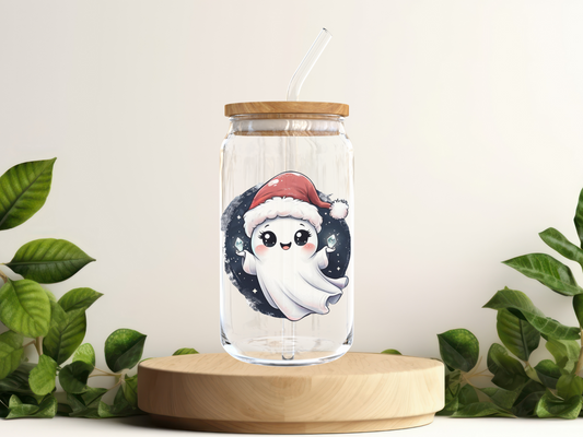 Christmas Crystal Ghost Glass 16oz Tumbler